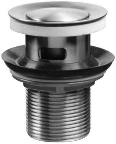 Stainless Steel Push Button Basin Waste with Stay Hole Cover Slotted Solid