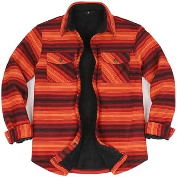 Men's Warm Sherpa Lined Fleece Plaid Flannel Shirt Jacket(All She...