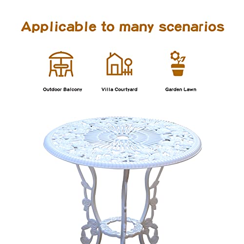 Patio Bistro Set.rust-Resistant Cast Aluminum Bistro Table Set With Umbrella Hole For Backyard (Rose White) #TOP1