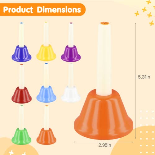 Anjetan Hand Bells, 8 Note Diatonic Metal Hand Bells Musical Toy Percussion Instrument Musical Teaching Church Chorus Wedding Family Party #TOP4