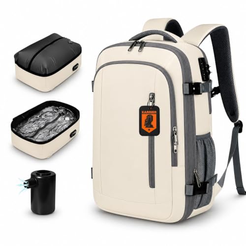 Image of KARRIER Vacuum Compression Backpack for Men & Women - 3-in-1 Travel Bag with Built-In Compression System, 17.3 inch Laptop Sleeve & Cabin-Friendly Design