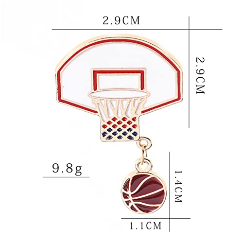 Image of MALOYANVE Basketball Stands Brooch Pin for Men Women Creative Fashion Enamel Sport Theme Pin Basketball Hoops Label Pin Badges Jacket Shirts Bag Decor