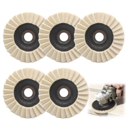 yotutun Disque Polissage 125mm x 22.2mm, 5 Pièces Disque de Polissage en Feutre, Disque a Polir pour Meuleuse, Disque de Polissage en Feutre de Laine pour Perceuse...