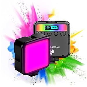 Led Videoleuchte RGB, Mini RGB Video Kamera Licht Volle Farbe Fotolicht mit Dimmbar 2500K-9000K Magnetisches Vlog Wiederaufladbar Portabel Fotolampe Dauerlicht für Vlog, Tiktok, Fotografia