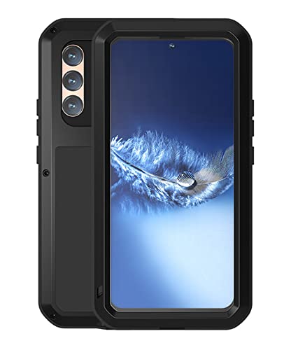 LOVE MEI for Samsung Galaxy S22+/S22 Plus Case, Outdoor Heavy Duty Rugged Full Body Protection Case Military Bumper Aluminum Metal Shockproof Case with Tempered Glass for Galaxy S22+/S22 Plus (Black)