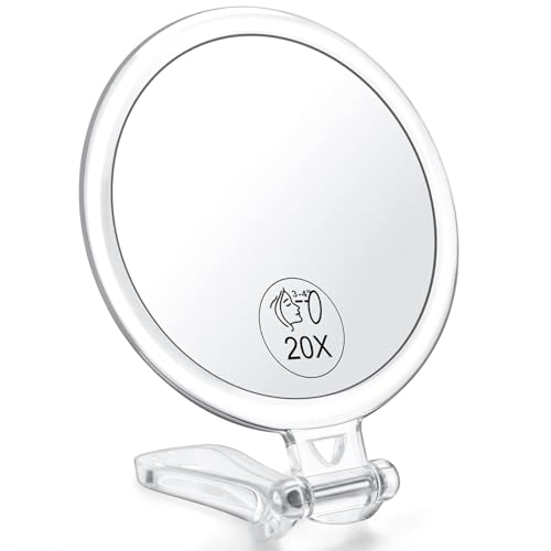 La mejor selección de Espejos de mano favoritos de las personas. 46 Timotech Espejo de Mano con Aumento 20X y 1X Espejo Portátil de Viaje con Mango Ajustable, Doble Cara y Diseño Compacto para Maquillaje Preciso y Cuidado Facial