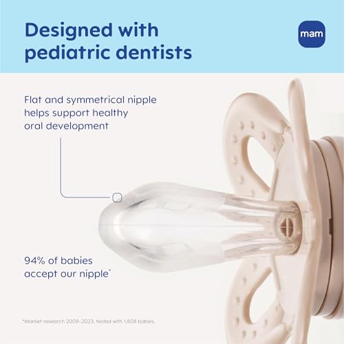 MAM Original Start Matte Baby Pacifiers 0-3 Months Newborns, BPA-Free Skin Soft Silicone Nipple, Developed with Medical Experts, Easy to Clean, 4 Count