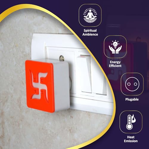 Image of Lexton Swastik Fancy LED Night Lamp Light with 2 Pin Socket for Spiritual Ambiance, 0.5 Watt, 230v (Warm White, Pack of 1)