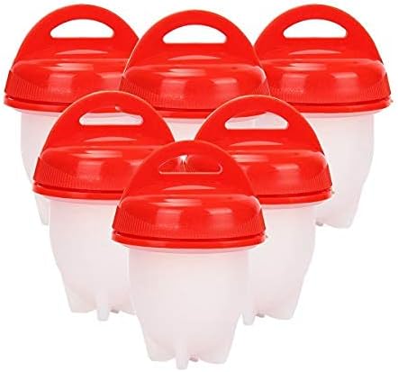 PLASTIFIC 6PC Silicone Egg Cooker, Hard and Soft Make, No Shell, Non Stick Silicone, BPA Free, Egg Boiler, Egg Cups, Egg Poachers, Egg Cooker (Clear)