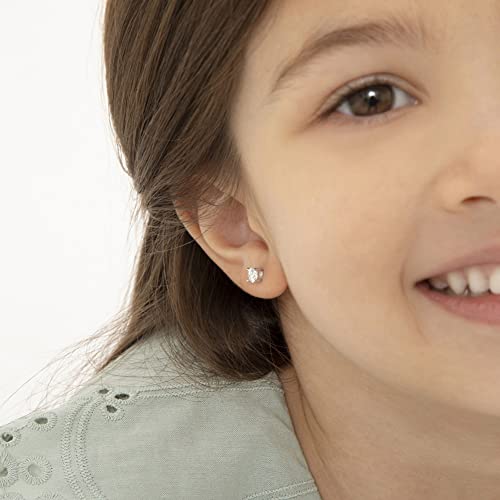925 Sterling Silver Cubic Zirconia Round Screw Back Earrings for Toddlers & Little Girls 4mm - Timeless and Classic Stud Earrings Great for Everyday Wear - Hypoallergenic Safe for Young Girls2