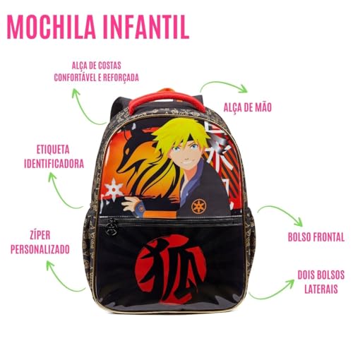 Mochila Escolar Garoto Ninja Manga, Resistente, Espaçosa, para Meninos
