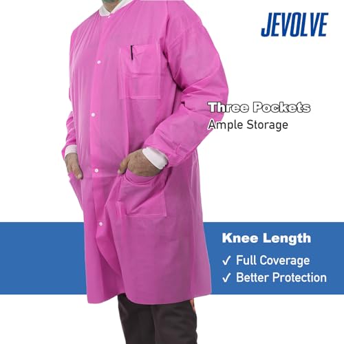 Image of Dental Disposable Lab Coats | Durable SMS 45g Soft Knit Cuffs & Collar With 3 Pockets