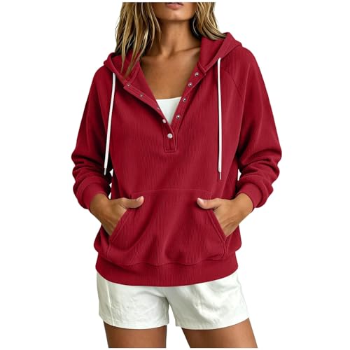 Sweat à capuche en velours côtelé col V pour homme pull décontracté à manches longues pour automne