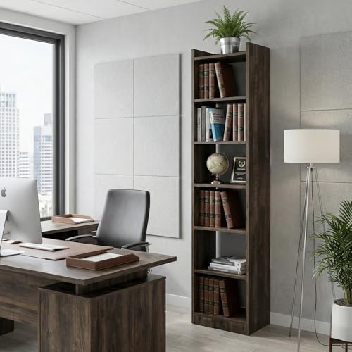 Image of Spire 6-Tier Tall Bookshelf & Corner Display Rack, Vertical Storage Organizer for Living Room & Office, 33x24x180cm (Walnut)