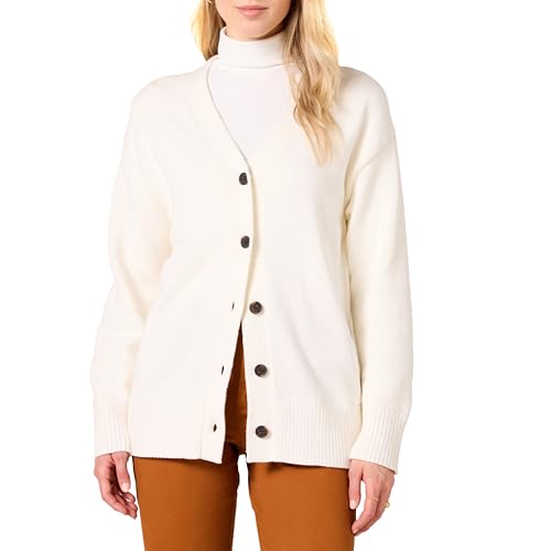 Amazon Essentials AEWM30391F24_EGGSHELL WHITE Women'S V-Neck Midweight Relaxed-Fit Cardigan Sweater, Eggshell White cover