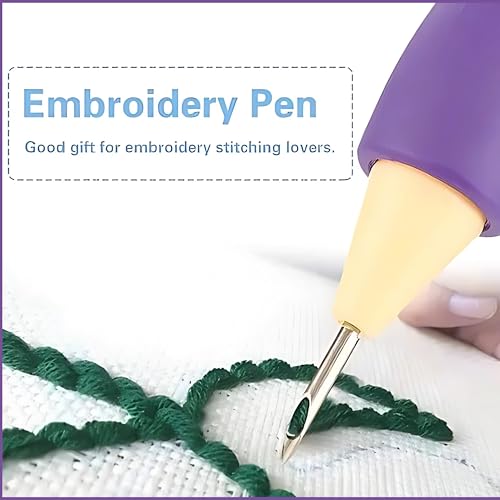 Image of Lecraft Punch Needle Set for Beginners - 3 Needle Sizes Threader, Embroidery Pen with Instructions - DIY Craft & Embroidery Tool - Purple