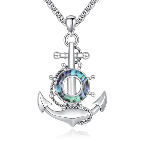 Anchor Necklace 925 Sterling Silver Vintage Navy Rope Anchor Pendant Nautical Marine Charm Jewelry for Women Men