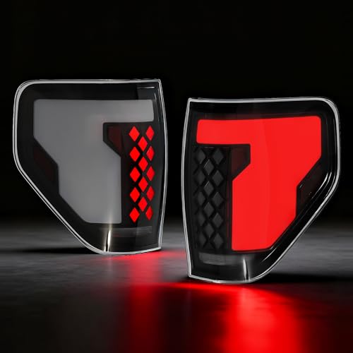 Sequential Full Led tail lights Compatible with 2009 2010 2011 2012 2013 2014 Ford F150 Starting Animated, Dynamic Turn Signal, Brake Light,Reverse Light Rear Light Assembly, Smoked, 09 10 11 12 13 14 by Daikokuya - Used condition - US$267.89