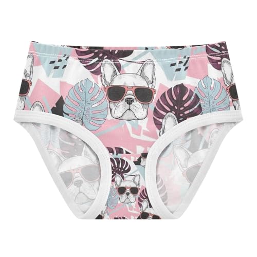 Toddler Girl Briefs, French Bulldogs Sunglasses Girls Underwear Cotton, 2T–8 Years