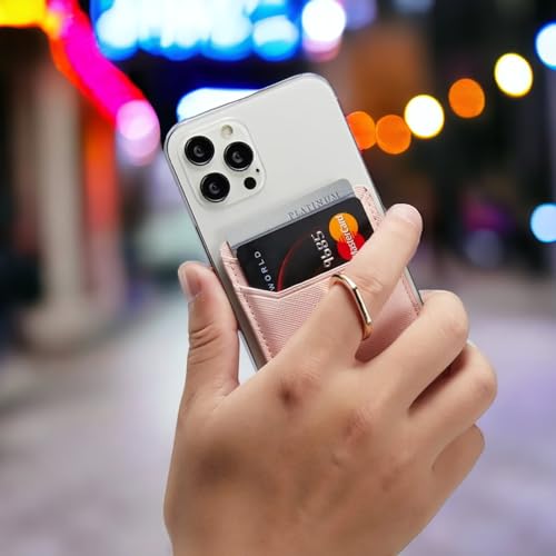 RATASK Stick-On Mobile Phone Card Holder with Ring Holder Kick Stand (Pink) - Image 4