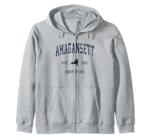 Amagansett New York NY Vintage Athletic Navy Sports Design Sweat à Capuche