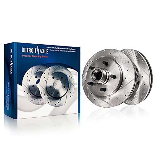 Image of Detroit Axle - Brake Kit for 2WD 2000-03 Ford F-150, 2002 Lincoln Blackwood Replacement 2000 2001 2002 2003 Disc Brakes Rotors Ceramic Brake Pads, Front and Rear [4-Wheel Disc Brakes]