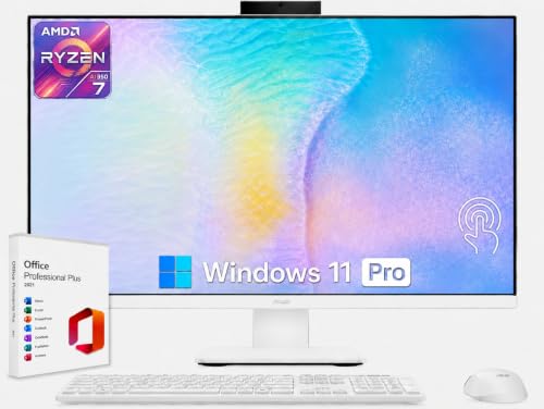 Image of ASUS All in One 27 inch FHD Touchscreen PC, Ryzen AI 7 350, 64GB DDR5, 4TB SSD | Copilot+ PC, 50 TOPS NPU, Anti-Glare, Radeon 860M, HDMI In /Out, Wi-Fi 6, Windows 11 Pro, Office 2021, KB & Mouse