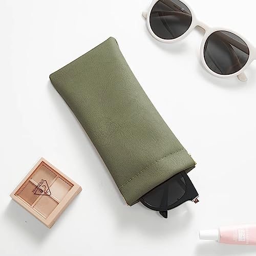 Image of 3 Pack Leather Eyeglasses Cases PU Soft Sunglasses Pouch Squeeze Top Portable Glasses Cases for Men Women