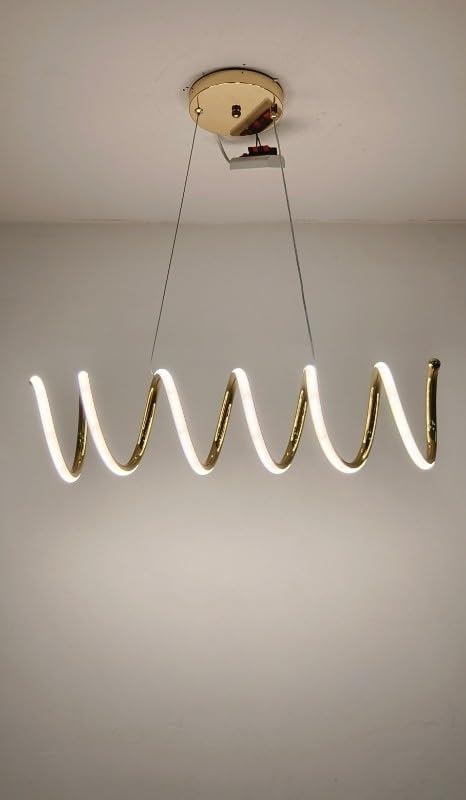 Image of LED Hanging Light for Living Room /Dining Table, Chandelier for Ceiling of Hall, Jhoomer /Jhumar Hanging Lamp for Breakfast Table, Hanging Light for Home Decoration (Golden) (CH59)