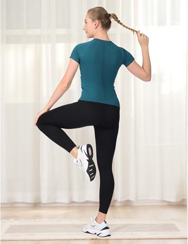 Image of MathCat Seamless Workout Tops for Women Short Sleeve Yoga Running Shirts,Breathable Athletic Compression Shirt Women XS-XL