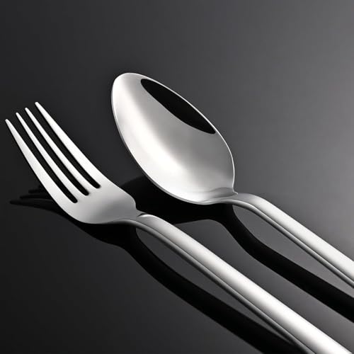 Image of KINGSTONE Silverware Set, 10 Piece Flatware Cutlery Set for 2, 18 /10 Stainless Steel Silverware Mirror Polished Dishwasher Safe for Home, Restaurant, Wedding, Party