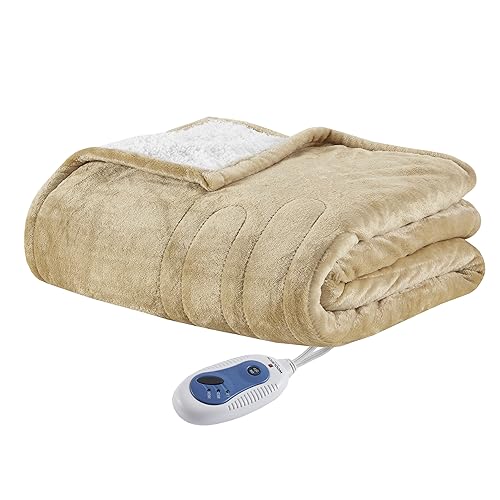 Woolrich Heated Plush to Berber Electric Blanket Throw Ultra Soft Knitted, Super Warm and Snuggly...