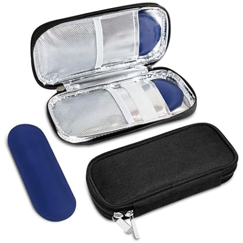 Metene Insulin Cooler Travel Case with 2 Biogel Insulin Ice Packs for Extended Cooling, Insulin Travel Case for Diabetic Medication Storage, Compact for Daily Life and Travel (Black) Cover