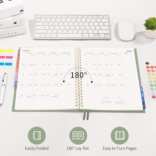 RETTACY Academic Planner 2025-2026, Weekly and Monthly, Large Size (8.5\" x 11\"), July 2025 - June 2026, for Women, Teacher, Student, School, 12-Month Tabs, Flexible Plastic Cover (Light Green) - Thumbnail 7