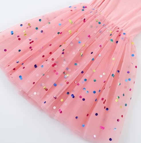 Image of GSVIBK Baby Girls Tutu Dress Sleeveless Toddler Cotton Tulle Skirt Princess Party Prom Dresses