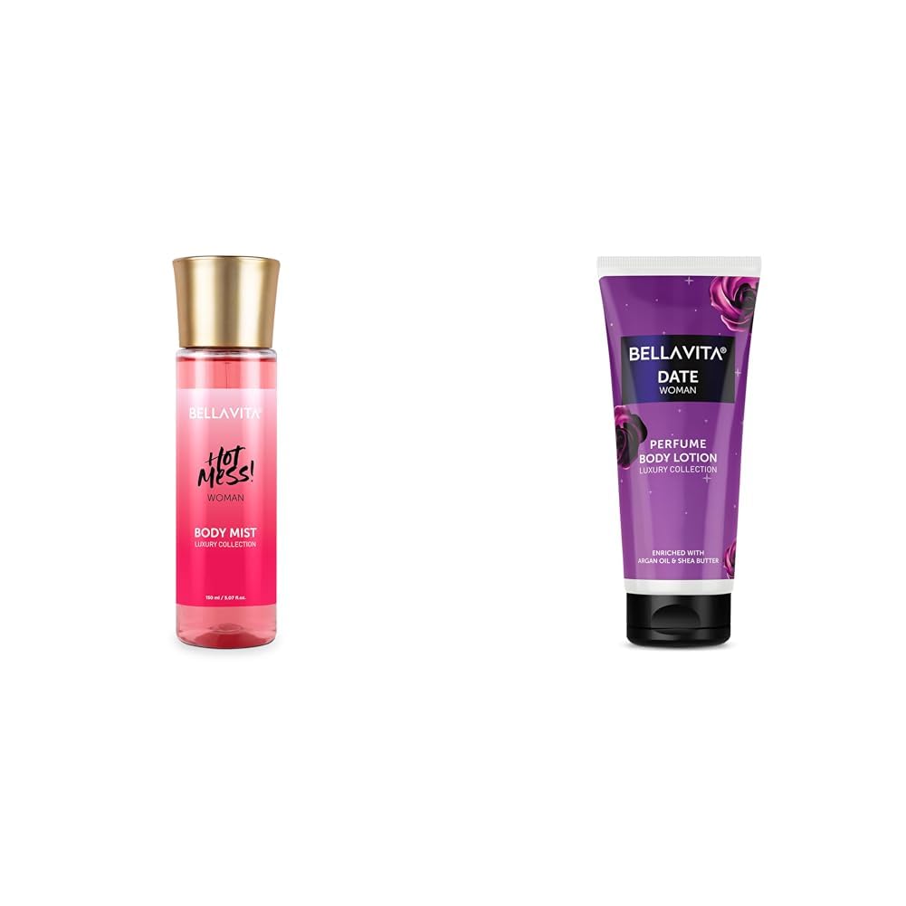 Bella Vita Luxury Hot Mess Woman Body Spray Mist Perfume, 150ML Date Woman Body Perfume Lotion for Nourishing, Hydrating, Soft, Supple,Healthy Skin with Argan Oil and Shea Butter 200 ml Bella Vita Luxury Hot Mess Woman Body Spray Mist Perfume, 150ML Date Woman Body Perfume Lotion for Nourishing, Hydrating, Soft, Supple,Healthy Skin with Argan Oil and Shea Butter 200 ml