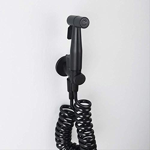 GUIXAN Kit de rociador para bidé de Inodoro Negro y Cromado. Juego de Grifo de bidé de Mano montado en la Pared de Metal, Manguera de Ducha de 3 Metros, 3M, Negro