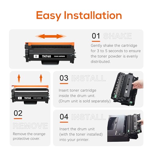 Image of TN760 Toner Cartridge and DR730 Drum Unit Compatible with Brother TN730 TN-730 DR730 DR 730 Work with DCP-L2550DW HL-L2350DW HL-L2390DW MFC-L2710DW MFC-L2750DW(2 Toners, 1 Drum, 3 Pack)