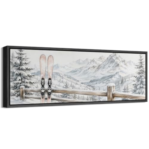 Image of MUDECOR Large Framed Canvas Print Wall Art Ski Mountain for Living Room
