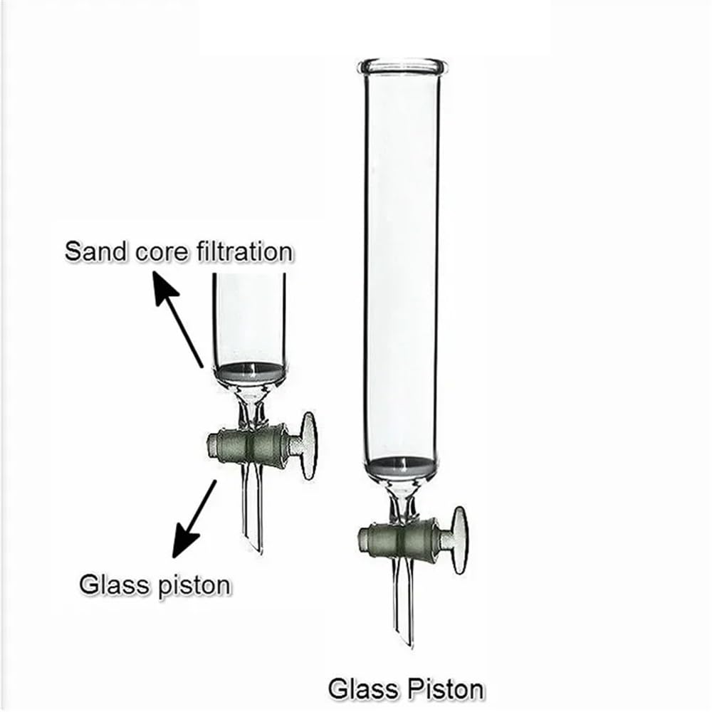 1 pieza de columna de vidrio de laboratorio con pistón de vidrio, placa de núcleo de arena de 15 mm x 200 mm(H1300C-08)