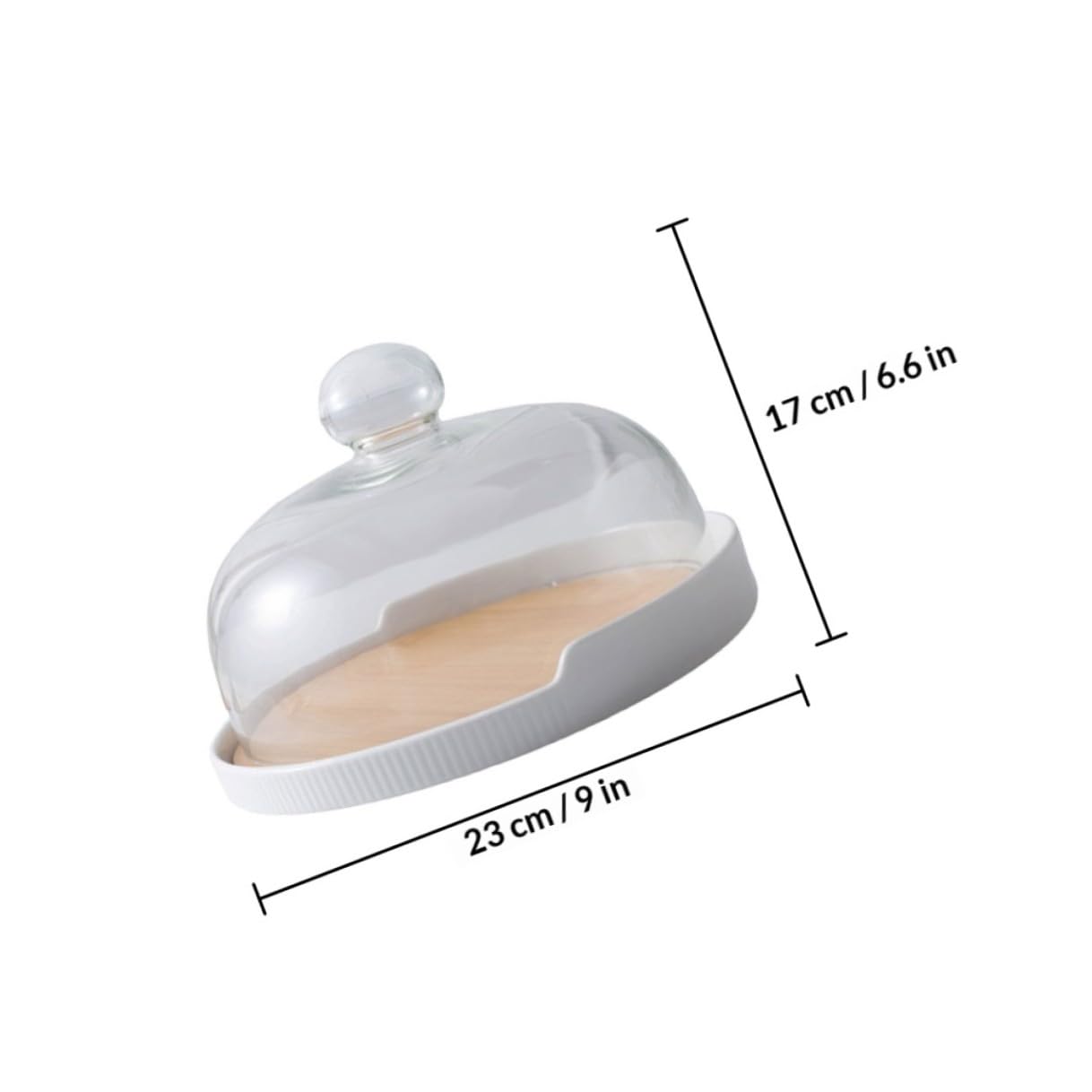 SOIMISS Plateau à Gâteau en Bois avec Couvercle en Verre, Ensemble Pratique et Élégant, Plateau Tournant Simple pour Dessert, pour Présentation et Service à Domicile