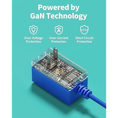 65W Charger for Nintendo Switch 2 AC Adapter Compatible with Steam Deck/Ps Portal, GaN Switch Power Cord Fast Charging PD Brickgeek Adapter Recognizable USB C Charger 4.92FT - Blue