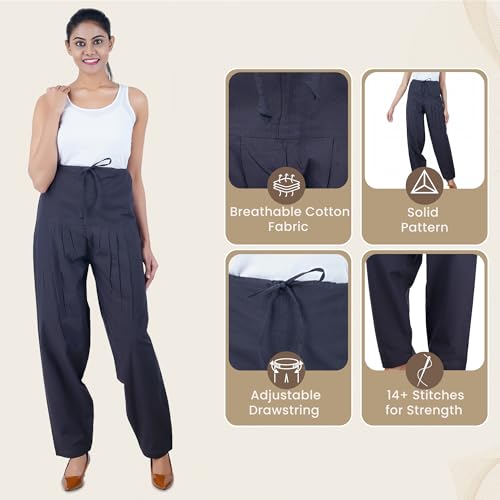 Image of Happy Bunny Salwar Pant for Women, Fine Cotton Ethnic Trousers with Drawstring Waist, Comfortable Daily, Office & Casual Wear Bottoms