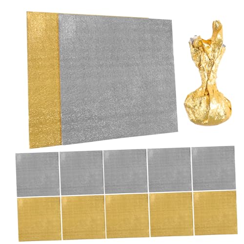 Housoutil 100シーツ枚キャンディホイルラップ 金色のチョコレート包装ペーパー 砂糖包み お菓子ラッピング 小さなチョコレート用 パーティー記念品にも