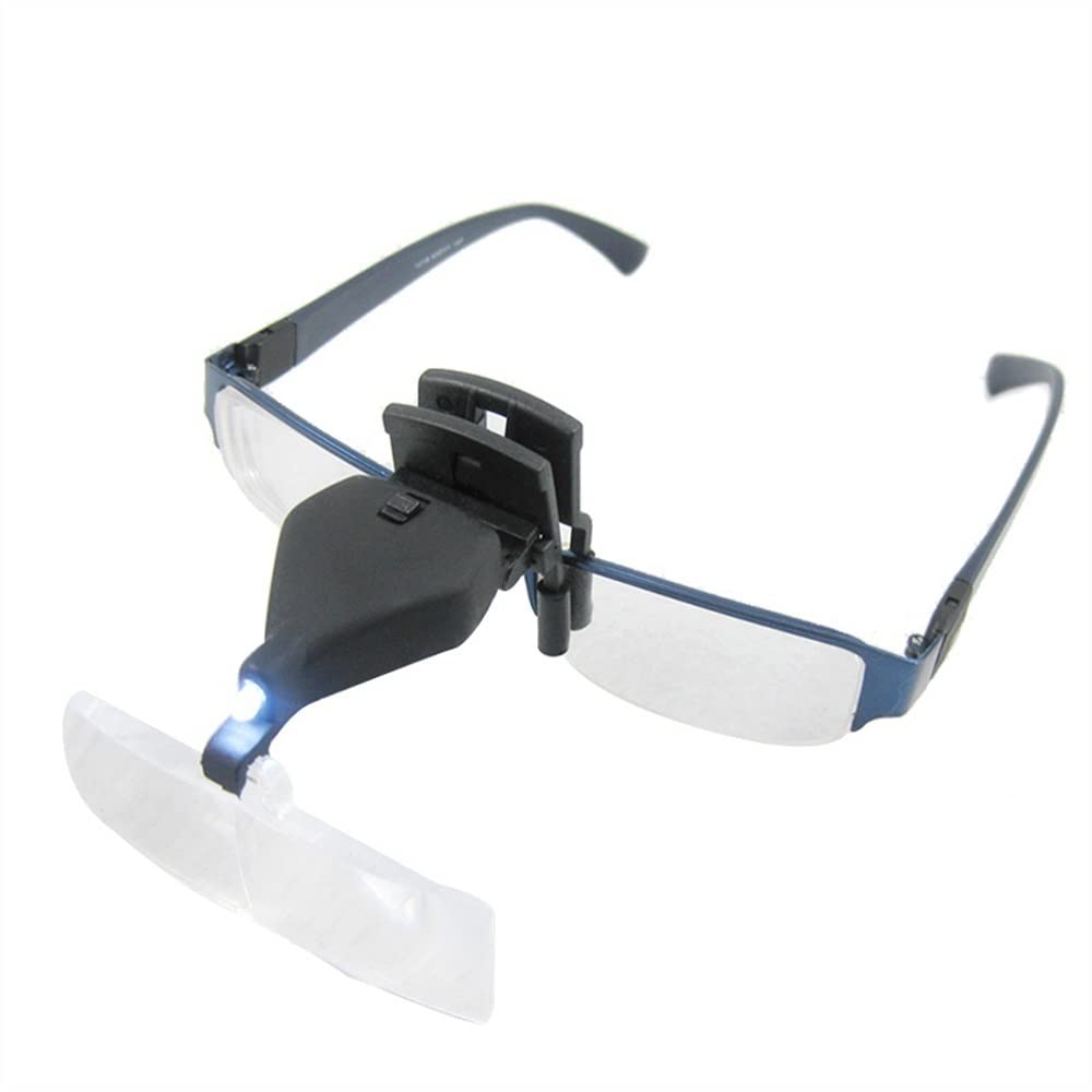 ZTBH Microscope Accessories Kit Eyewear Glasses Magnifier 1.5X 2.5X 3.5X LED Illuminated Eyeglass Magnifying Glasses Loupe for Reading Head Clip-on Microscope Slides