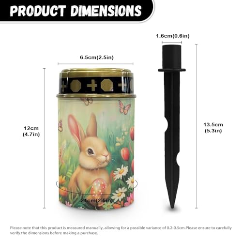 Image of Easter Bunny Floral Solar Grave Lights for Cemetery Flameless Solar Powered Light for Prayer Waterproof Cemetery for Grave Cemetery Easter Decorations