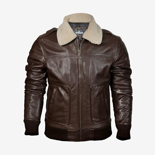 Mens leather jacket Genuine Lambskin Bomber Jacket men Brown with Removable Sherpa Collar– Premium Leather jacket men4