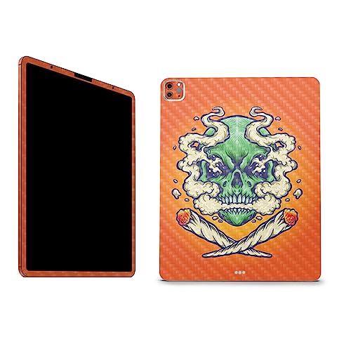 Image of MightySkins Carbon Fiber Skin Compatible with Apple iPad Pro 12.9 inch M2 6th Gen (2022) Full Wrap Kit - Smoke Skull | Protective, Durable Textured Carbon Fiber Finish | Easy to Apply | Made in The USA