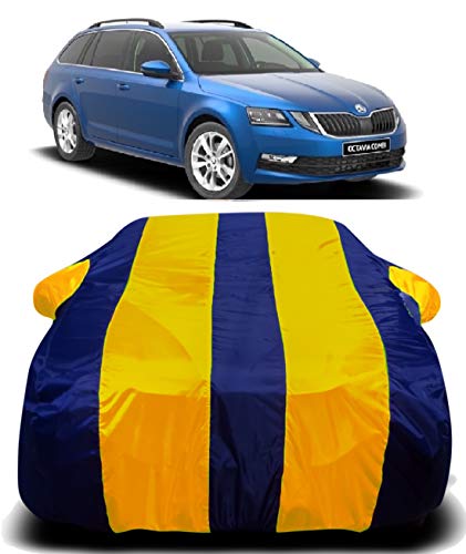 Image of Waterproof Car Cover with Ultra Surface Body Protection (Yellow Stripes) (Skoda Octavia Combi)