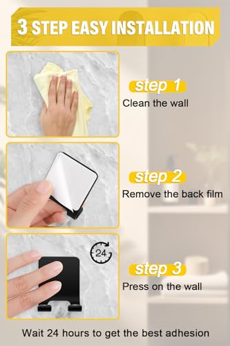 Caianwin 2 Stück Rasierer Halterung Dusche Selbstklebend Haken Schwarz Rasierhalter Dusche Edelstahl Klebehaken, Bad und Küche Handtuchhalter ohne Bohren